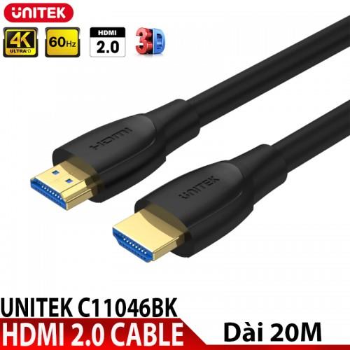 Cáp HDMI 2.0 4K@60Hz Unitek C11046BK Dài 20M Chính Hãng